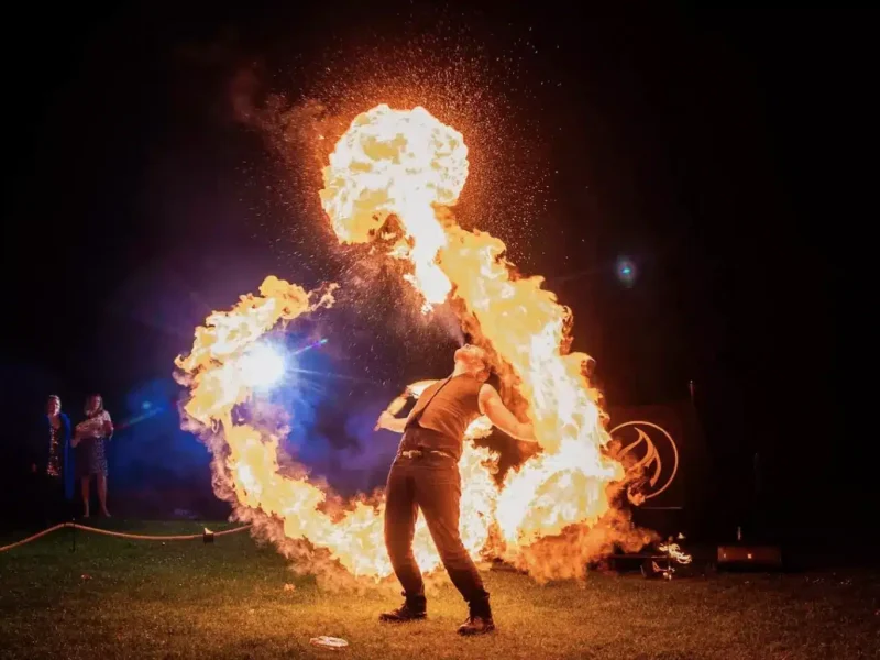 fire performer action shot