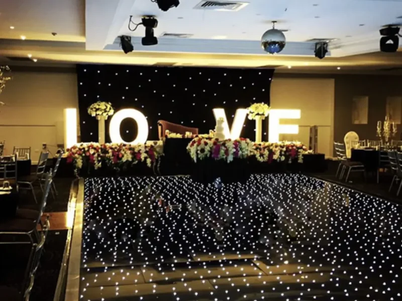 black star dance floor wedding