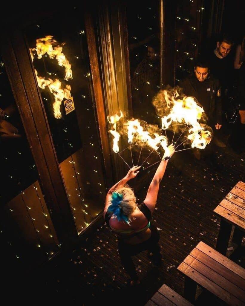 Fire performer in club